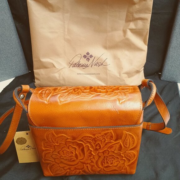 Patricia Nash 10-year Anniversary Rose Tooled Vintage Veg Tan Handbag - Picture 5 of 7